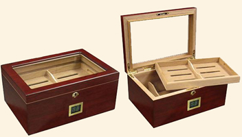 The Berkeley Humidor...100 Ct. Glasstop...Deluxe Digital Hygrometer